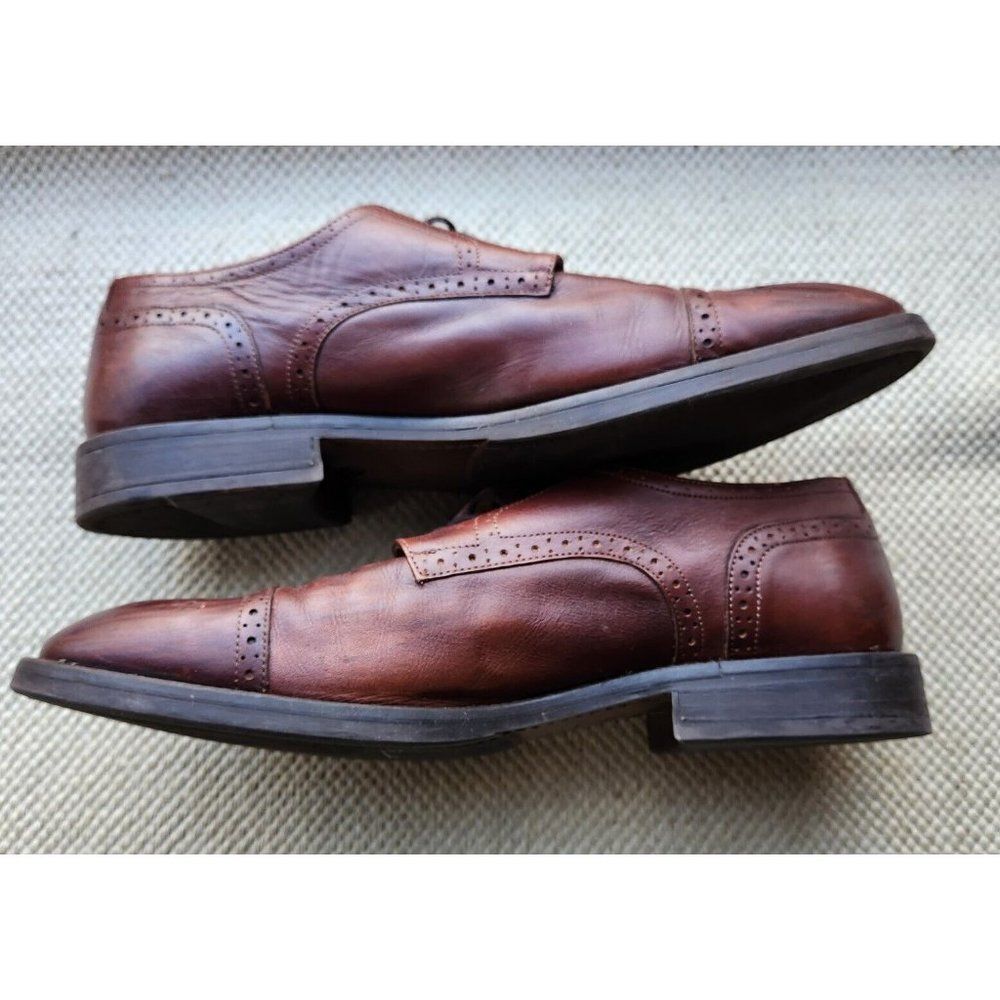 Hadley London Shoes Size 11 Semi Brogue Oxfords Soft Brown Leather Laces Mens - Picture 4 of 12